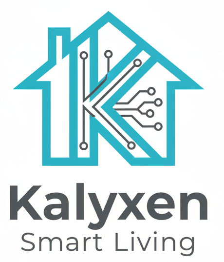 Create a unique logo, white background for Kalyxen Smart Living